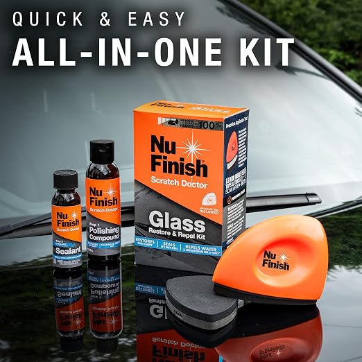 Glass Restore & Repel Kit, Two Step Regimen for Car Windshield, Includes Polishing Compound, Ceramic Sealant, Precision Applicator Tool, and 2 Reusable Sponges