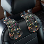 2PCS Car Hooks Purses and Bags, Goth Gothic Bookshelf Skull Skeleton Seat Back Storage Headrest Holder Hanger PU Leather Double Metal Backseat Organizer, Women Car Accessories Organization