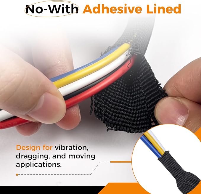 Black 2:1 Ratio Automotive Heat Shrink Braided Sleeving,Wear-Resistant Flat Woven Shrinkable Sleeve Fabric Car Cable Wires Hoses Protection (2''-50ft)