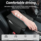 Car Center Console Cover, Upgraded Leather Car Armrest Cushion with 2 Storage Pockets, Universal Waterproof Cushion Pad, Non-Slip Car Interior Accessories, Fits Most Sedans SUVs Trucks (Gray)