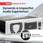 Pyle Marine Radio Receiver Speaker Set 12v Single Din Style Bluetooth Compatible Waterproof Digital Boat In Dash Console System with Mic 4 Speakers, Remote Control, Wiring Harness PLMRKT38W (White)