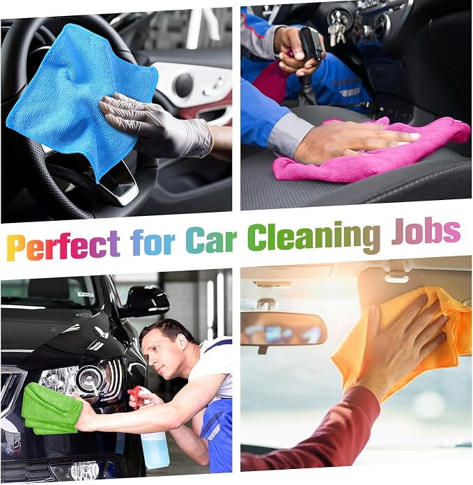 Cleaning Cloth Dry Erase Cloth Cleaning Rags Reasonable Kitchen Towels Microfiber Towels Cars Wash(6 x 6 Inch,Green/Blue/Yellow/Pink/Orange,50 Pcs)