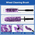 4 Pack Wheel Tire Cleaning Brush Kit Cars Motorcycles RVs Trucks Rim Hub Ultra Soft Microfiber No Spatter 360 Bendable Synthetic Woolies Wash Vehicles Bristle Set