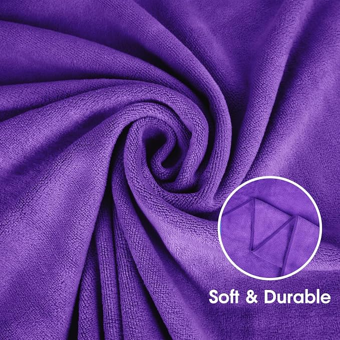 Bath Towel, Microfiber Bath Towels Set 6 Pack 30" x 60" - Large Size, Absorbent, Quick Drying as Fitness Towel, Sports Towels, Yoga Towel, Violet