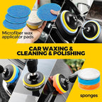 22Pack Drill Brush Attachments Set, Scrub Pads & Sponge, Buffing Pads, Power Scrubber Brush, Car Polishing Pad Kit,Wax Applicator Pad,Car Cleaning Kit,Cleaning Supplies,Masonry Brushes,White