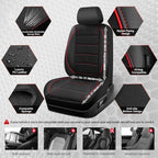 Air Mesh Leather Car Seat Covers Front Seats, Breathable Two Front Seat Covers for Cars, Comfortable Universal Fit for SUV Truck Sedan Automotive, Anti-Slip Airbag Compatible,Black and Red
