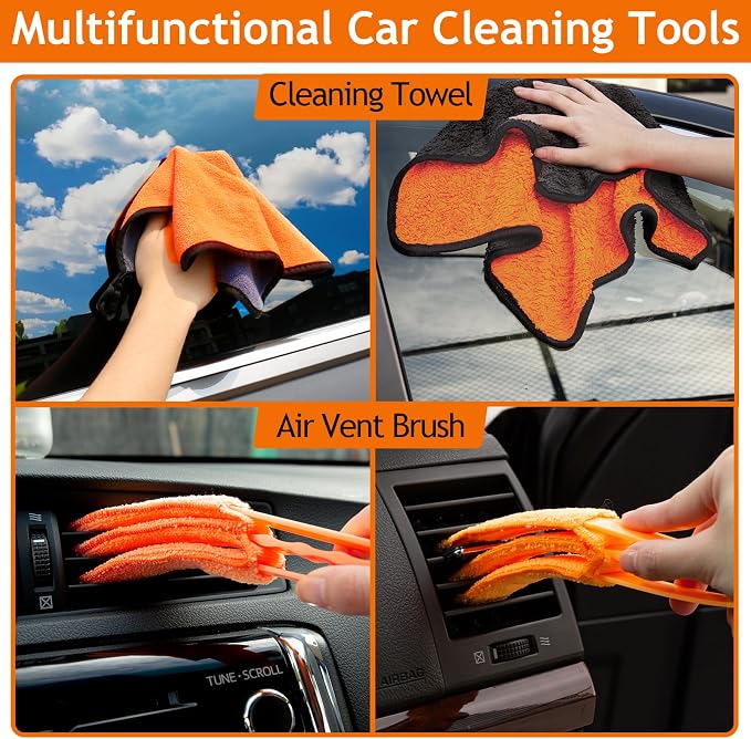 Windshield Cleaner Tool, Car Detailing Kit Interior, Car Cleaning Kit Interior and Exterior Detail Brush, Auto Supplies & Accessories for Men Women