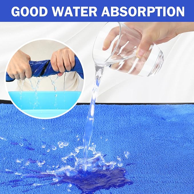 12 Pcs Microfiber Towels for Cars, 800 GSM Plush Drying Cleaning Cloth Bulk, 16 x 16 Inch Thick Absorbent Wash Detailing Towels for Car Polishing, House, Kitchen Cleaning(Gray and Blue)