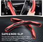Steering Wheel Cover, Carbon Fiber Steering Wheel Cover, Car Steering Wheel Cover for Men/Women, Anti-Slip, Comfortable Grip, Durable, Universal for 99% Car Interior Accessories (Red)