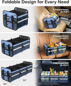 Trunk Organizer for SUV – Car Storage Box with Reflective Strips, Collapsible Car Organizer with Large Capacity, Essential Car Accessories for Truck, Van & Sedan, Blue, 22.1" x 13.0" x 12.0"