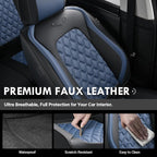 Coverado Universal Car Seat Covers Full Set, Sporty Non-Slip Waterproof Faux Leather Front & Rear Seat Protectors for Trucks SUVs, Mens Automotive Interior – BlackBlue