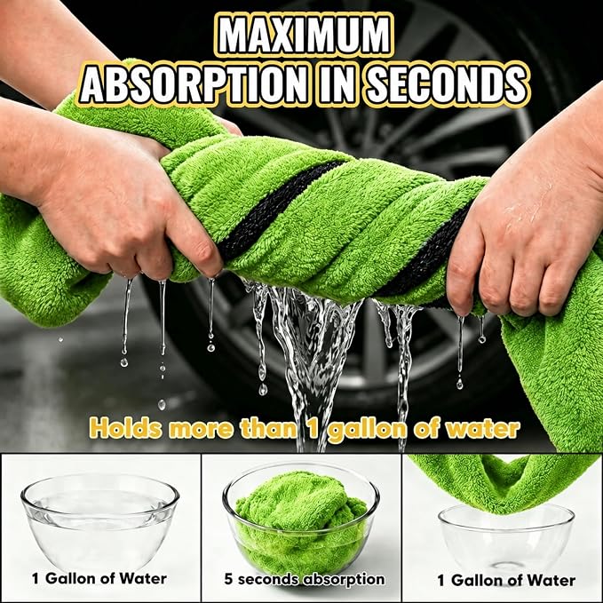 2-Pack Car Drying Towels, Large 36 x 28 Inch, 1300 GSM, Dual-Color | Twisted Loop Microfiber Towel for Cars - Absorbent Car Dry Towel and Car Wash Towel for Streak-Free, Paint-Safe Car Detailing