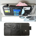 Car Sun Visor Organizer, Leather Multi-Pocket Auto Visor Storage Pocket Pouch Holder with Zipper, Vehicle Interior Accessories for Car Truck SUV Sun Visor Case Bag (Black)