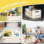 Car Trunk Organizer, Car Organizers and Storage Collapsible Multi Compartment Container Box, Adjustable Car Accessories for SUV Sedan Truck, Large Size, Beige
