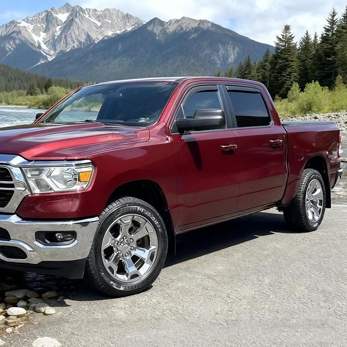in-Channel Rain Guards Window Visors for Dodge RAM 1500 2019-2026 Crew Cab, Inside Front Rear Window Vent Deflectors Sun Shade Wind Visor Truck Accessories, Dark Smoke