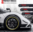 PROTECTiQ PRO Universal Rim Protection Trim - Curb Rash Guard with Award-Winning Patented Design and Premium 3M Tape - Fits Up to 4X 24 Wheels, Cars, Trucks, SUVs - Yellow