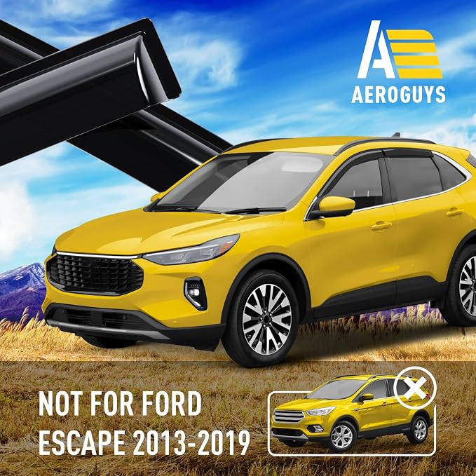 Extra Durable Window Deflectors Tape-On Window Visors Rain Guards Fit for Ford Escape 2020-2026, Sun Visors, Wind Vent for Shades, Exterior Car Accessories - 4pcs. AG0174