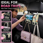 Car Seat Back Storage Hook, Funny Car Purse Hook, Cute Vehicle Storage Organizer for Purses Handbags Botanical Floral Pattern