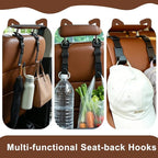 Universal Car Headrest Hooks 4 Pack, Adjustable Seat Back Organizer Hanger with Secure Clip, Black Multipurpose Holder for Purse, Bags, Coats and Grocery