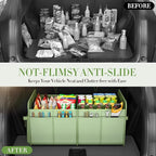 Trunk Organizer For Suv & Sedan,Car Organizers and Storage, Waterproof Collapsible & Adjustable Straps,75L Sturdy Car Organization for Car Accessories, Tools,Sundries,2-3Compartment（Green