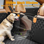 Back Seat Extender for Dogs, Hard Bottom Dog Car Seat Cover - Supports 400lbs, Rear Seat Pet Cover with Mesh Window, Waterproof Dog Hammock for Car SUV