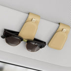 Sunglass Holder for Car Visor, Beige, 2 Packs | Suede Cloth, Magnetic, Organizer for Car Accessories