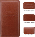 Premium Car Registration & Insurance Card Holder with Magnetic Shut, Vehicle Glove Box Car Organizer - For Documents, Cards, License (Brown)