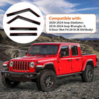 Rain Guards Compatible with 2020-2025 Jeep Gladiator 2018-2025 Jeep Wrangler JL 4-Door, Tape-On Side Window Visor Wind Deflector Vent Visors Car Accessories