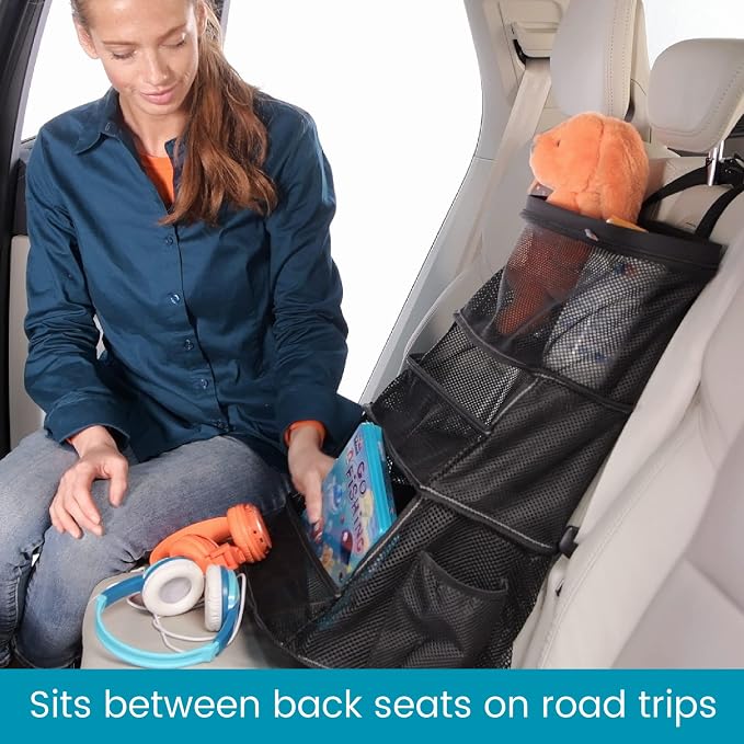 Car Storage Organizer – 3-Bin Hanging Organizer for SUV Trunk or Car Seat | Multipurpose Car Organizer Holds Driving Essentials, Kids Trip Needs or Emergency and Cleaning Supplies
