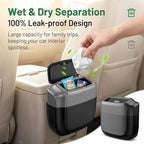 Car Trash Can with Lid, Waterproof Push-Open Garbage Box with 30 Trash Bags, Portable Hanging Door Side Storage Bucket, Large Capacity Organizer for Most Cars Trucks Vans (Black)