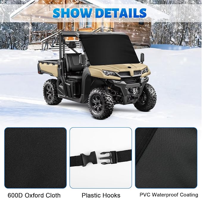 600D UTV Windshield Snow Cover Compatible with CFMOTO UFORCE 1000/1000 XL 2019-2026 Full Size, Transport Windshield Protector for Ice and Snow