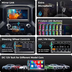 7" Double Din Car Stereo with Wireless Apple Carplay & Android Auto, Bluetooth, 240W, SWC, Subwoofer Out, Mirror Link, USB-C/AUX/TF, FM/AM Car Radio Receiver, Backup Camera