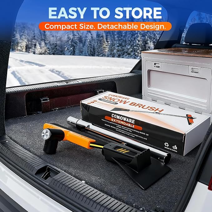 Telescoping 2-in-1 Snow Broom & Ice Scraper for Windshield, 32.5 in No-Scratch Snow Brush with Foam Head, Snow Remover Tool for SUV/Truck, Windows, Roof