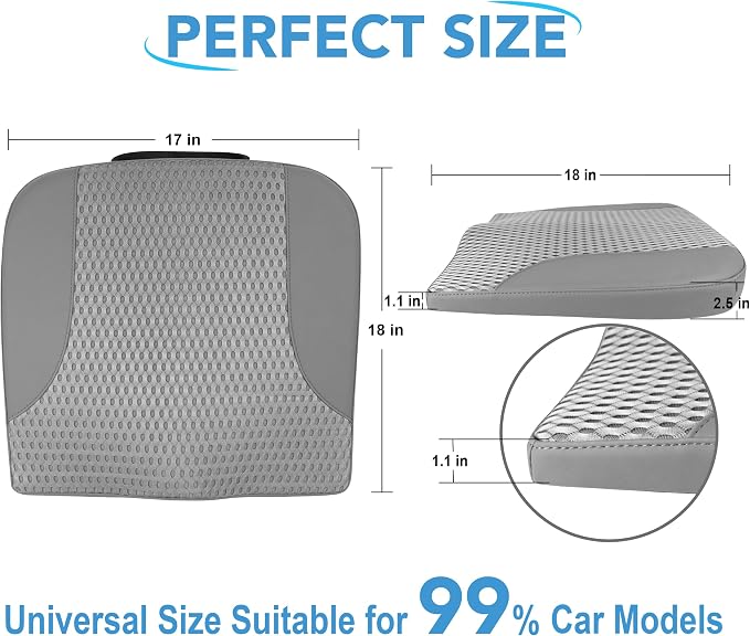 Car Seat Cushion, Car Seat Pillow, Automotive Cushion | Memory Foam Car Seat Cushion for Long Driving, Butt Pillow for Pain Relief, Driver Seat Cushion for Car, Office, Dark Gray