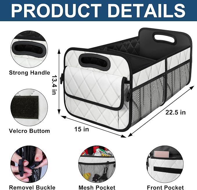 Car Trunk Organizer for SUV, Car Organizers and Storage with Reinforced Handles, Car Accessories for Women/Men 70L Waterproof Polyester Trunk Organizer(Large, Beige)