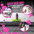 Mr. Pink Super Suds Car Wash Soap Plus Chenille Premium Microfiber Wash Mitt Bundle Kit, High Foaming Pink Shampoo And Scratch Free Wash Mitt For Cars Trucks SUVs Daily Drivers, 64 Fl Oz