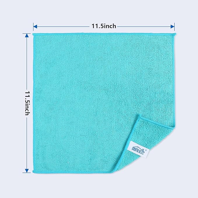 Microfiber Cleaning Cloth, 24 Pack Cleaning Rags, Cleaning Towels with 4 Color Assorted, 11.5"X11.5"(Green/Blue/Yellow/Pink)