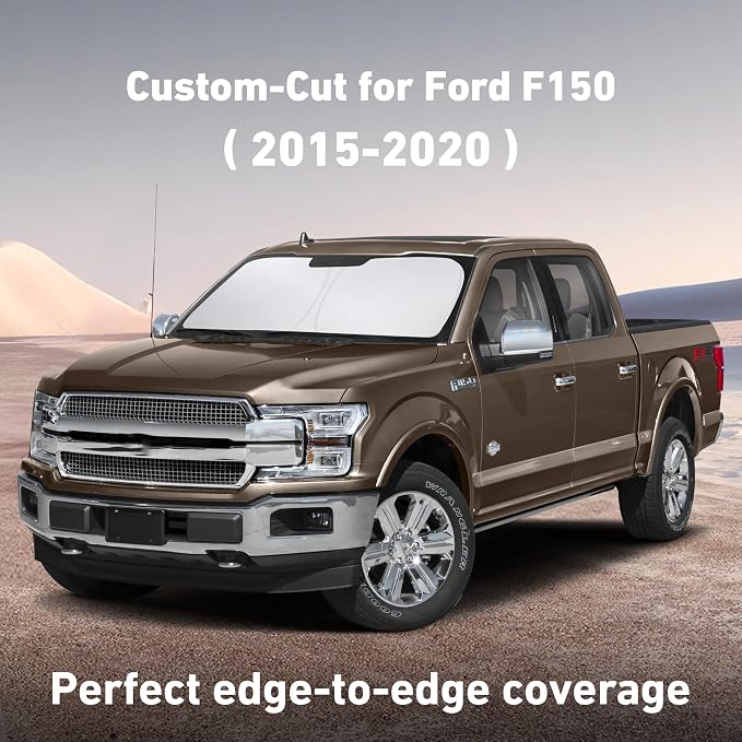 Windshield Sunshade Compatible for Ford F150 2015-2018 2019 2020, Sun Visor for Front Windshield & Window Sun Shade Cover, UV Heat Blocker & Protector, Car Accessories
