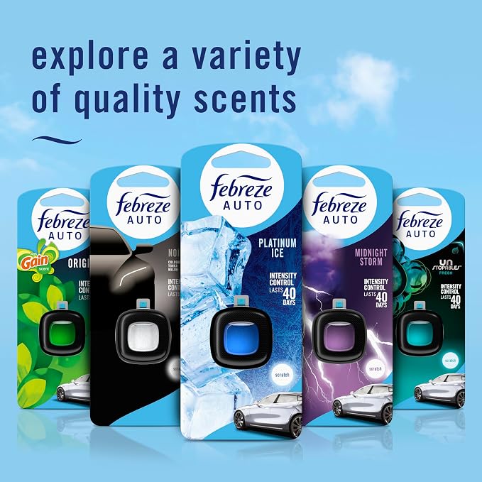 AUTO Air Freshener, Odor-Fighting Automotive Vent Clip, Evening Woods Scent, 8 Count