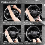 Bling Diamond Leather Steering Wheel Cover, with Bling Sparkly Crystal Glitter Rhinestones Universal Fit 14.5in-15in Car Wheel Protector for Women Girl Fit Suvs,Vans,Sedans,Car,Trucks, Silver
