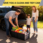 Car Trunk Organizer, Collapsible Auto Trunk Organizer Storage, Portable Grocery Cargo Container with Two Large Compartments for SUV, Vehicle, Truck, Home and Office