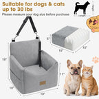 Dog Car Seats for Small Medium Dogs Under 35lbs, Dog Booster Seat with Detachable Washable Cover and Cushion, Memory Foam Pet Car Seat with Safety Belt and Storage Pockets (LG)