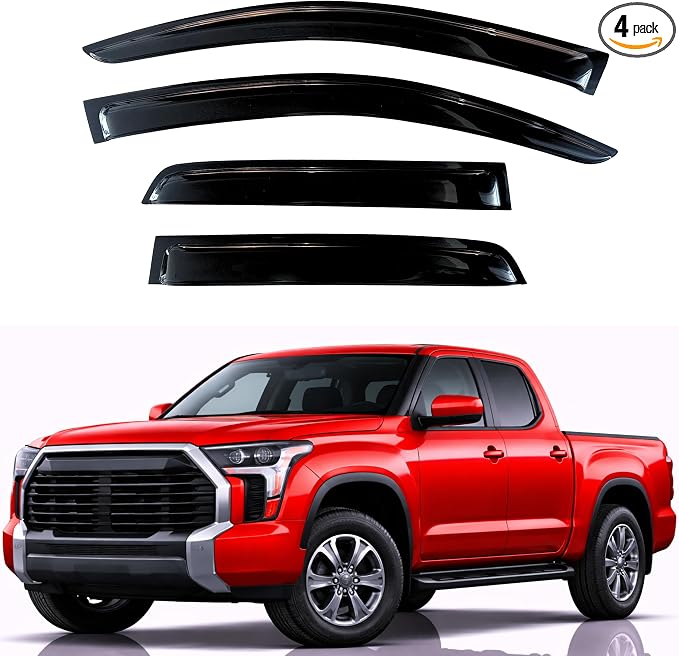 KPY Rain Guards Fit for 2022-2026 Toyota Tundra Double Cab, Out-Channel Window Visors Vent Wind Deflectors 4PC, Truck Accessories for 22-26 Tundra (Extended Cab Only)