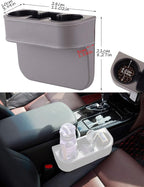 Car Seat Organizer Cup Drink Holders,Multifunctional Gap Filler Storage Box,Insert Organization Helps Reduce Distracted Driving&Holds phone Mount Mug Bottle Cellphones Coasters Wallet Cards (XBD-Gray)