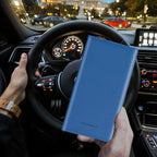 Car Registration and Insurance Card Holder, Vehicle License Document Glove Box Compartment Organizer, Essential Car Wallet Case for Driver Auto Owners (Carbon Blue)