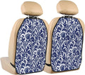 William Morris Thistle Damask, Navy Blue And White Car Seat Back Kick Protectors Kick Mats With Storage Pockets For Vehicles To Protect From Dirt Mud Scratches 2 Pack
