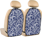 William Morris Thistle Damask, Navy Blue And White Car Seat Back Kick Protectors Kick Mats With Storage Pockets For Vehicles To Protect From Dirt Mud Scratches 2 Pack