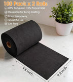 KitchLife Microfiber Cleaning Cloth Roll, 200 Pack - Tear-Away Microfiber Paper Towels, Lint-Free, Reusable, Washable for Kitchen, Car, Dishes, and Sensitive Surfaces (Black)