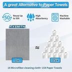 Grey Microfiber Cleaning Cloth, Pack of 50, 16"X12" Cleaning Rags for Housekeeping and Kitchen, Reusable Shop Towels, Microfiber Towels for Cars, Lint Free, Scratch-Free, Highly Absorbent