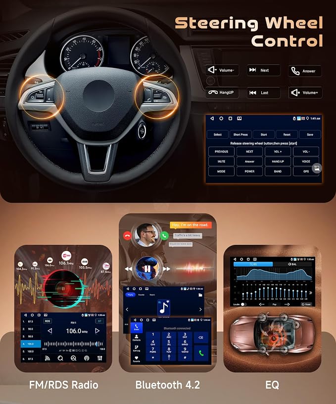 4G+64G Car Stereo for Toyota Camry 2000-2006 (Not J.B.L), Wireless CarPlay Android Auto, GPS 5G-WiFi, Bluetooth 5.0, 9 inch Touch Screen Radio for Camry, Backup Camera SWC FM RDS EQ